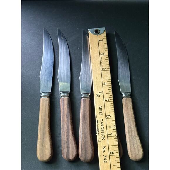 Hoffritz Steak Knives Wood Handle Stainless Steel Set 5 Tableware Servingware - Picture 2 of 4